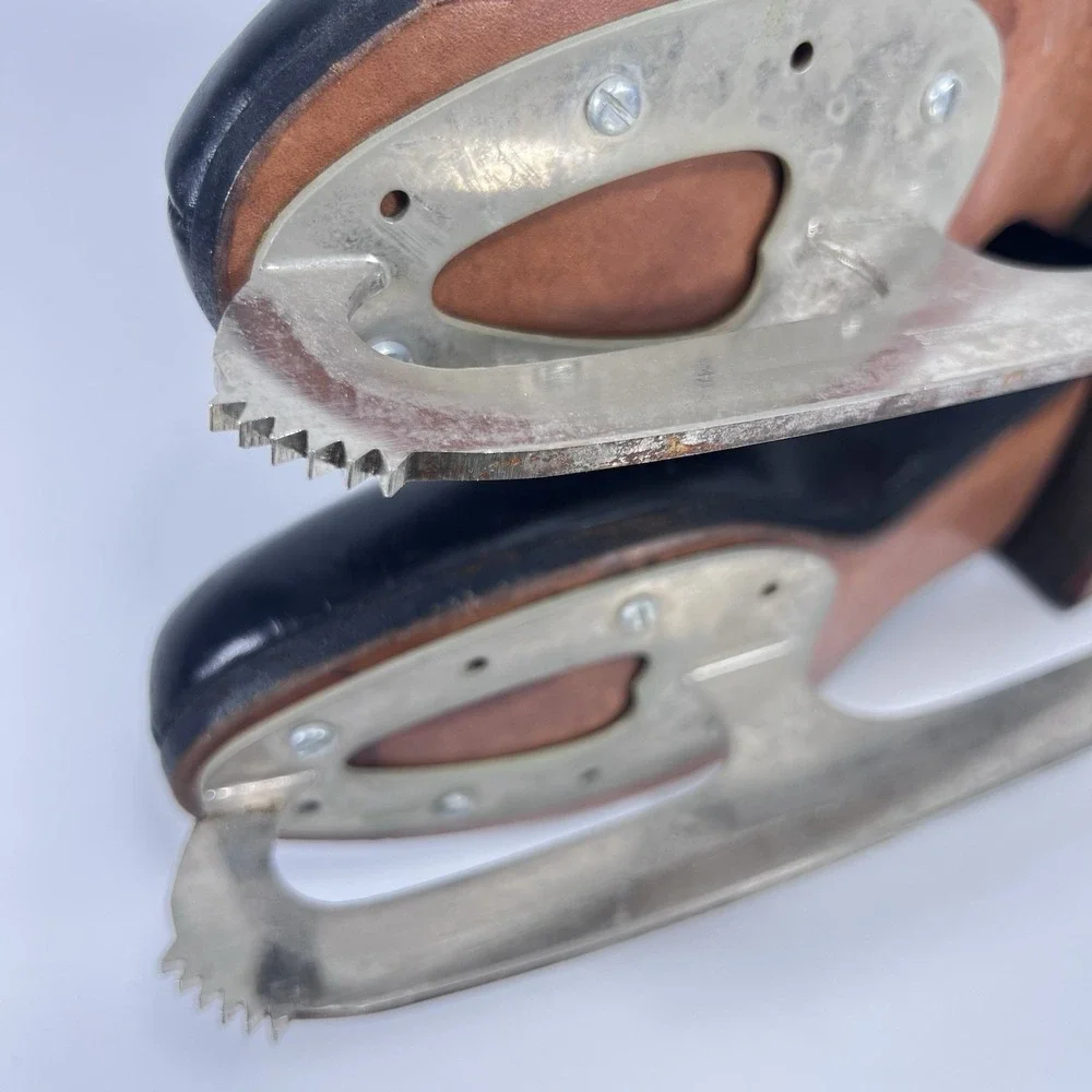Vintage Riedell Red Wing Black Leather Ice Skates Sz 10.5 S Sheffield 220 Blades